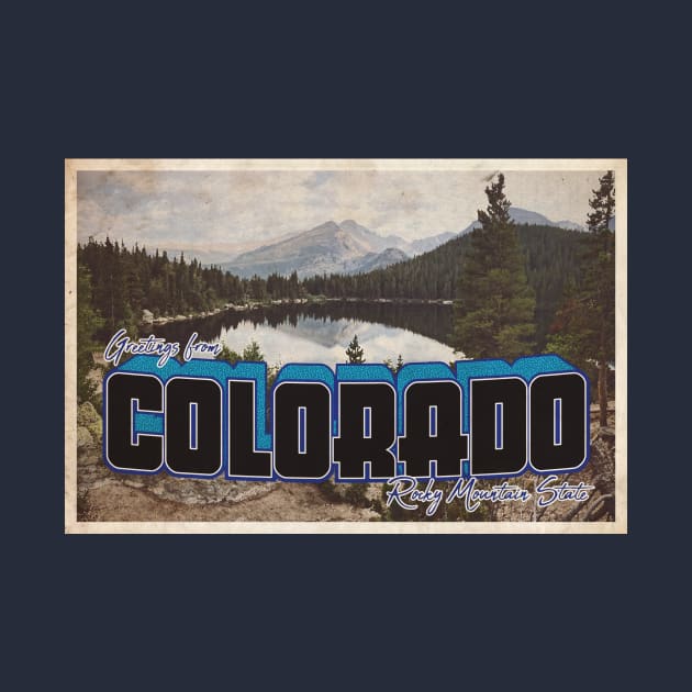 Greetings from Colorado - Vintage Travel Postcard Design by fromthereco