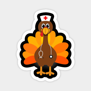 Thanksgiving Scrub Tops Women Turkey Nurse Holiday Nursing Magnet