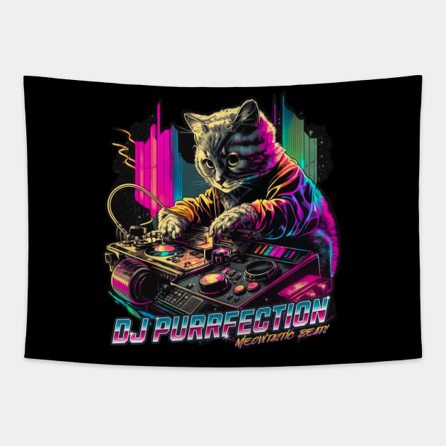 DJ Purrfection Cat DJ Tapestry by BankaiChu