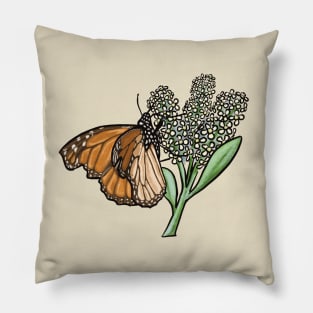 Monarch Butterfly on Milkweed Pillow