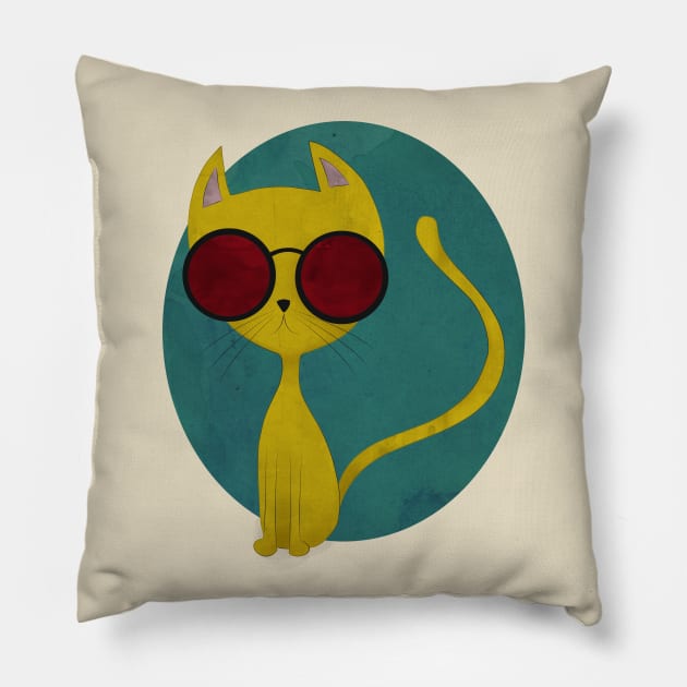 Yellow Cat Pillow by outsideunknown