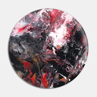 Planet Fall Abstract in Black White Red Gold Pin