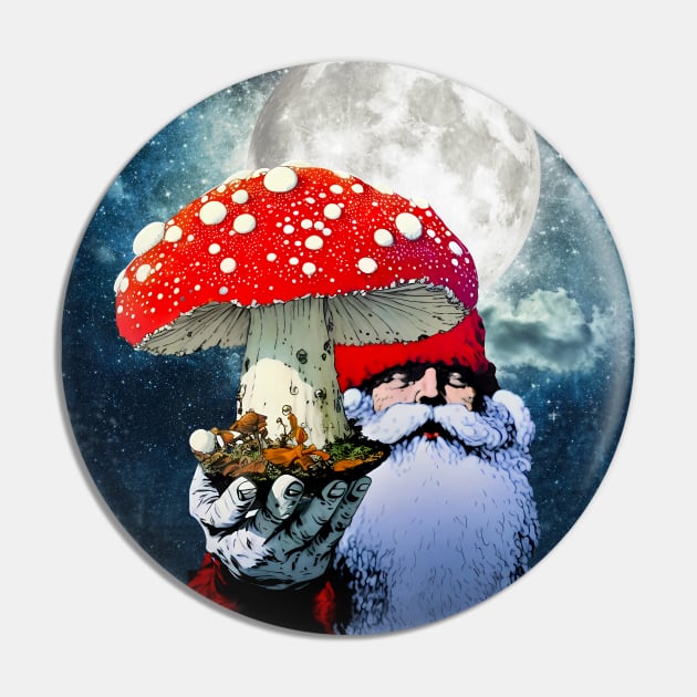 Amanita Muscaria the Red Mushroom with White Spots is Santa Claus's High Flying Reindeer on a Dark Background Pin by Puff Sumo