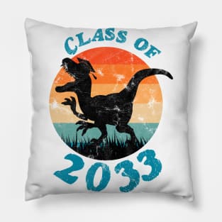 Class of 2033 Dinosaur Funny Design Distressed Pillow