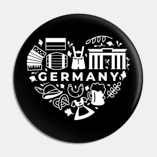 Germany White Heart Pin