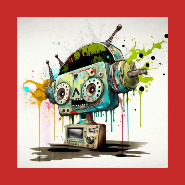 Robot Radio Head Splatter by BigBrainMerch