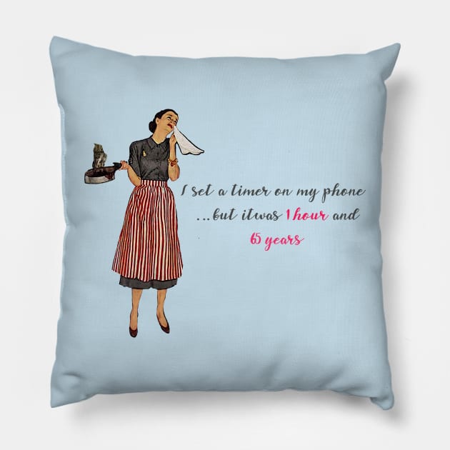 Retro 1950s Housewife - Kitchen Disaster Pillow by MarbleCloud