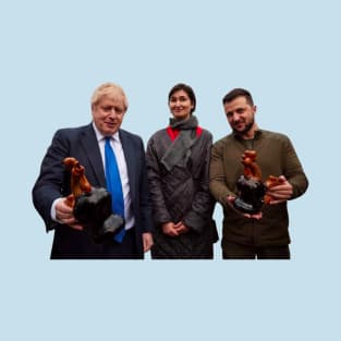 Zelensky and Boris Johnson with Ceramic Chickens T-Shirt