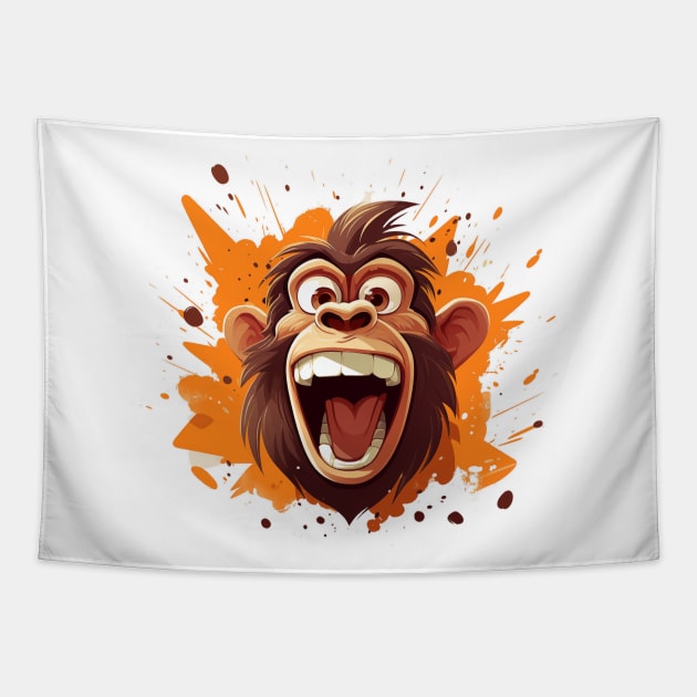 crazy cartoon screaming monkey Tapestry by MK3