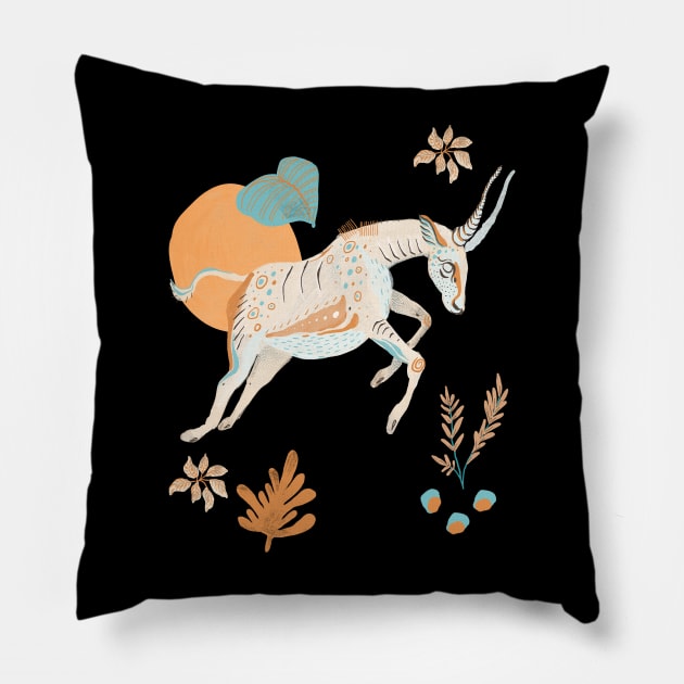 Fantasy Antelope Pillow by Gingezel