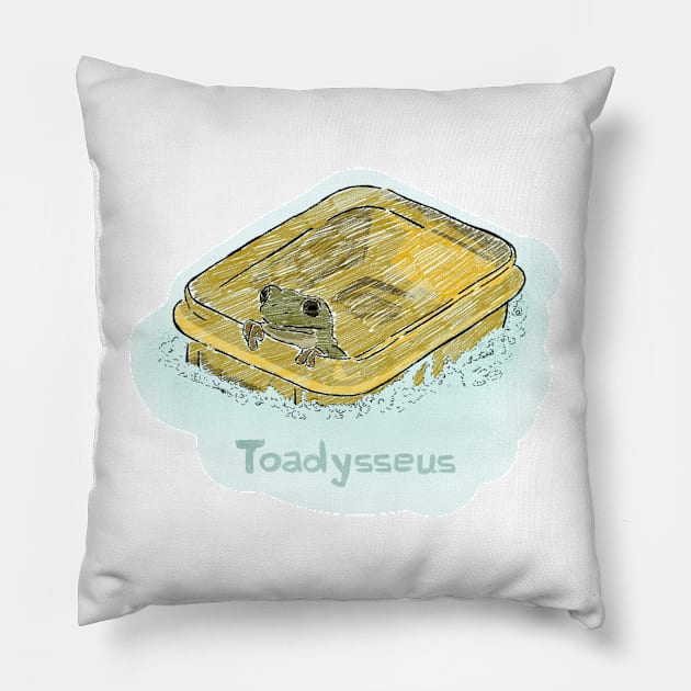 Toadysseus adventure - blue version Pillow by Uwaki