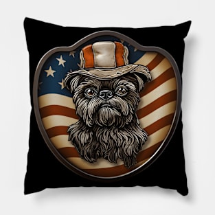 Patriotic Brussels Griffon Pillow