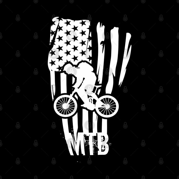 mountain biking American flag by omitay