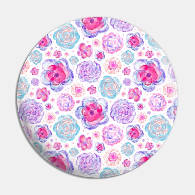 Pink and Purple Flowers Pattern Pin by Alice_Wieckowska