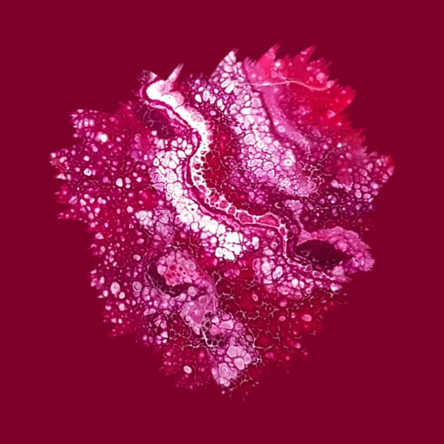 Dark Pink Cells Acrylic Pour Painting by Designs_by_KC