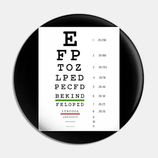 Be Kind It's Cool Eye Chart Pin