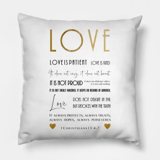 Love is patient Love is kind Bible Verse Christian Typography Pillow