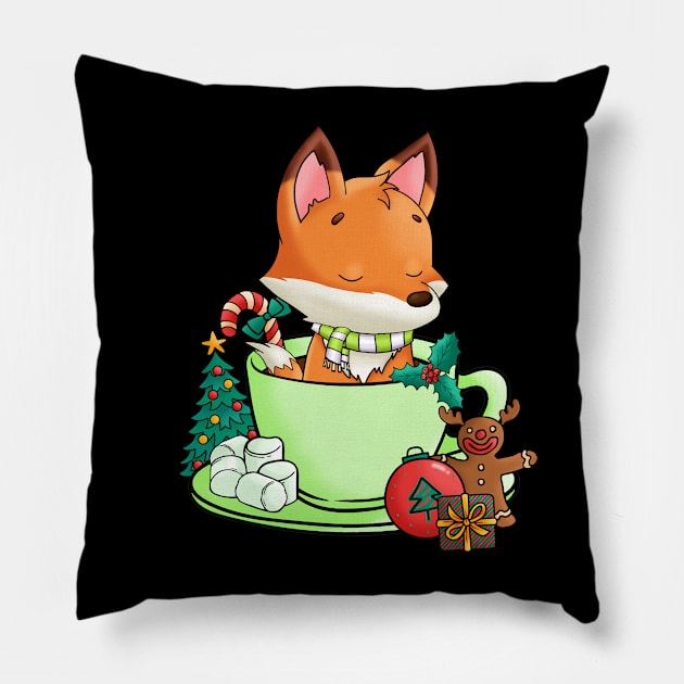 Cute and Lovely Animals with Christmas Vibes Pillow by Gomqes