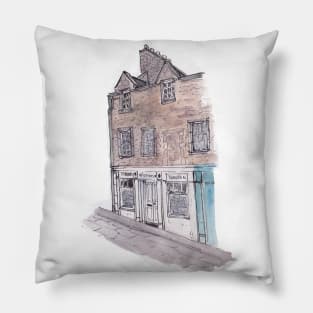 Edinburgh Building Scotland Watercolor Illustration Pillow