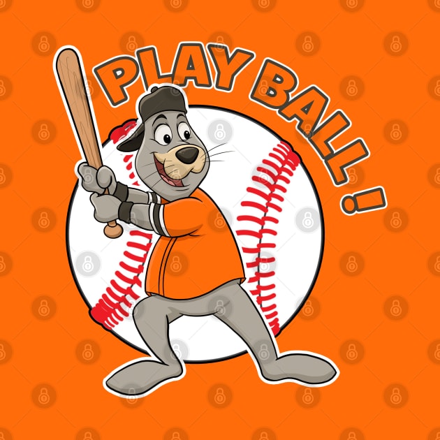 Play Ball! San Fransisco Giants Baseball Mascot Lou Seal by GAMAS Threads