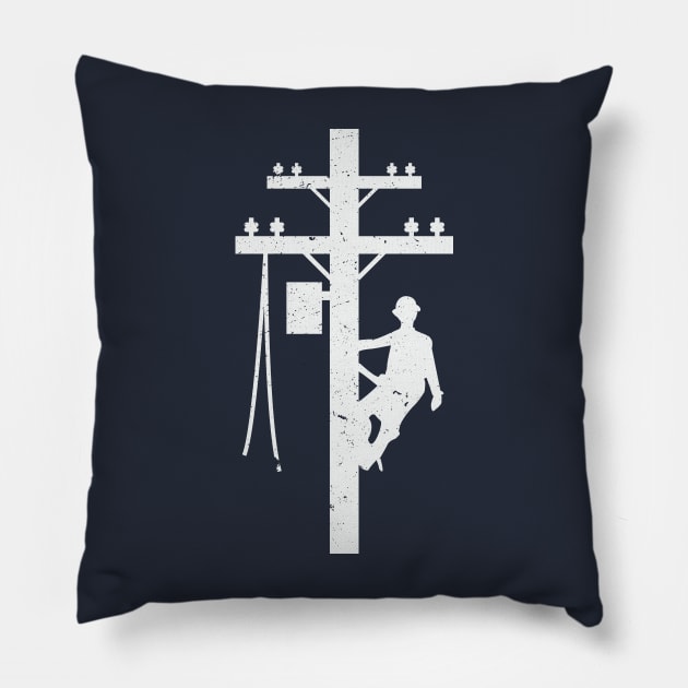 Cool Lineman Silhouette Pillow by LineXpressions