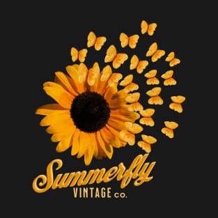 SUNFLOWER & Butterflies - Summerfly Vintage T-Shirt