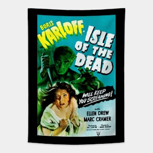 Digitally Restored Isle of The Dead Vintage Horror Film Print Tapestry