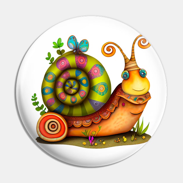 Colorful Snail #7 Pin by Chromatic Fusion Studio