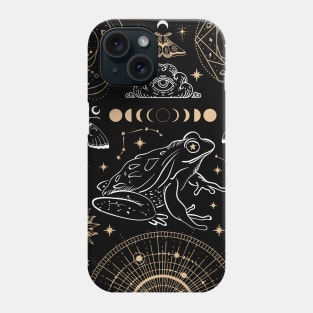 Witchy Frog Under Moon Phases, The Magician with Wizard Hat, Dark Academia Phone Case