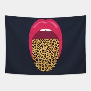 Red Lips Leopard Tongue Tapestry