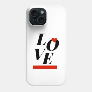 Love red heart and horizontal line black Phone Case