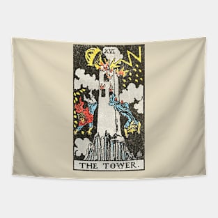 The tower tarot card (distressed) Tapestry