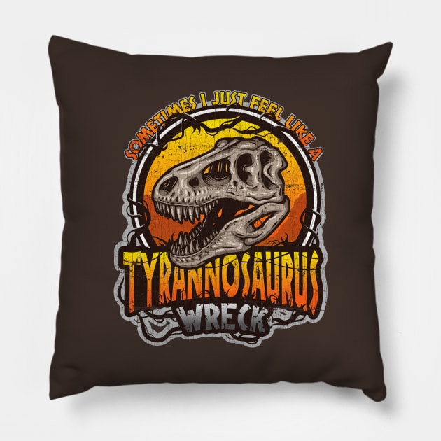 Tyrannosaurus Wreck Pillow by KennefRiggles