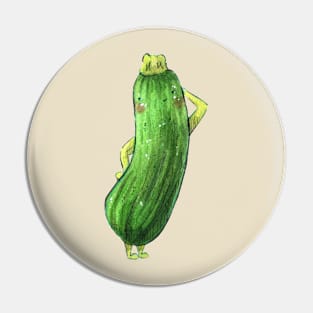 "I love veggies" Cucumber Cute Watercolour Pin