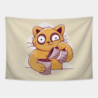 Cat drinking coffee Tapestry