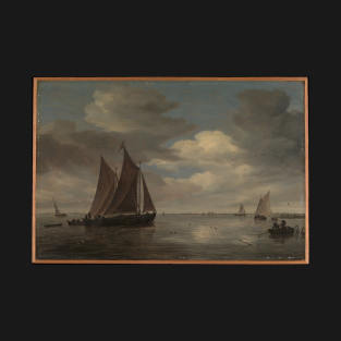 Beautiful vintage painting - Fishing Boats on a River by Salomon van Ruysdael T-Shirt