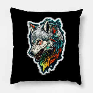 Painting of a White Wolf in Colors Pillow