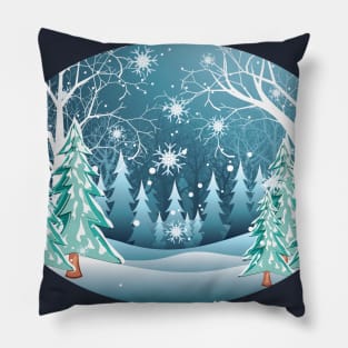 Winter Forest Landscape Pillow