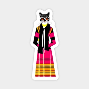 Fashionista Geometric Cubist Cat Magnet