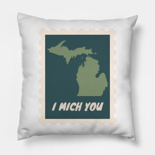 I Mich You - Michigan Postage Stamp Pillow