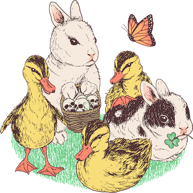 Bunnies and Duckies Kids T-Shirt by Hillary White Rabbit