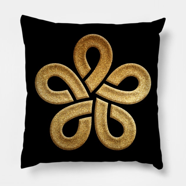 Fukuoka Prefecture Symbol in Gold Faux Pillow by Takeda_Art