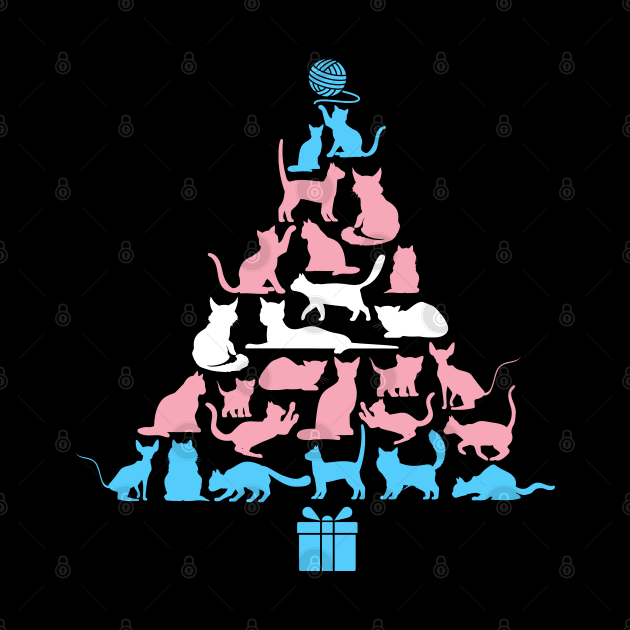 Merry Catmas, meowy catmas trans pride flag by stuffbyjlim