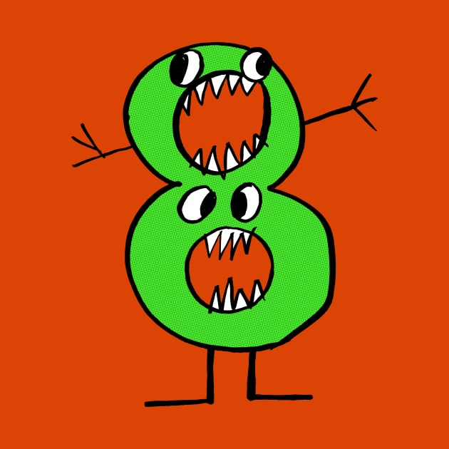 Monster Number 8 in very green - happy eighth birthday! by heyK