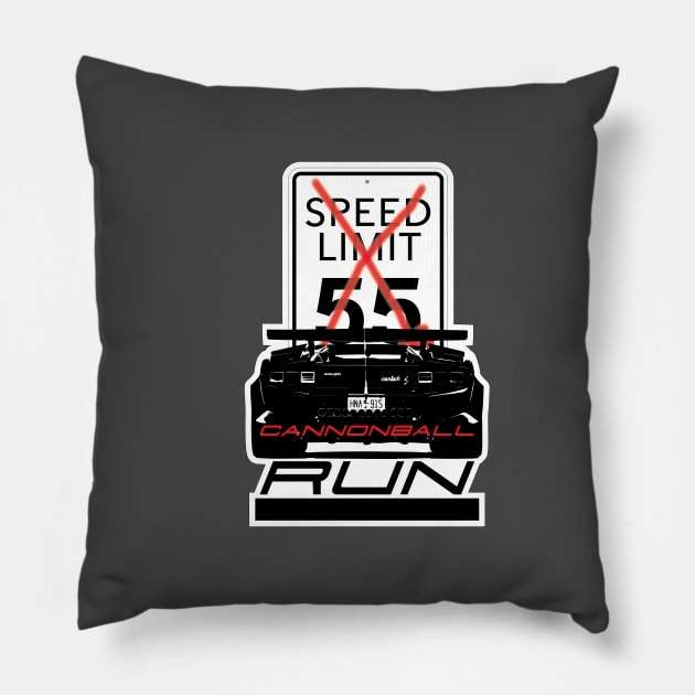 Cannonball Run Pillow by Robot Art