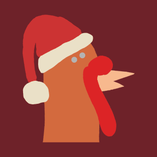 Abstract Portrait Thanksgiving Turkey Santa Hat Christmas T-Shirt