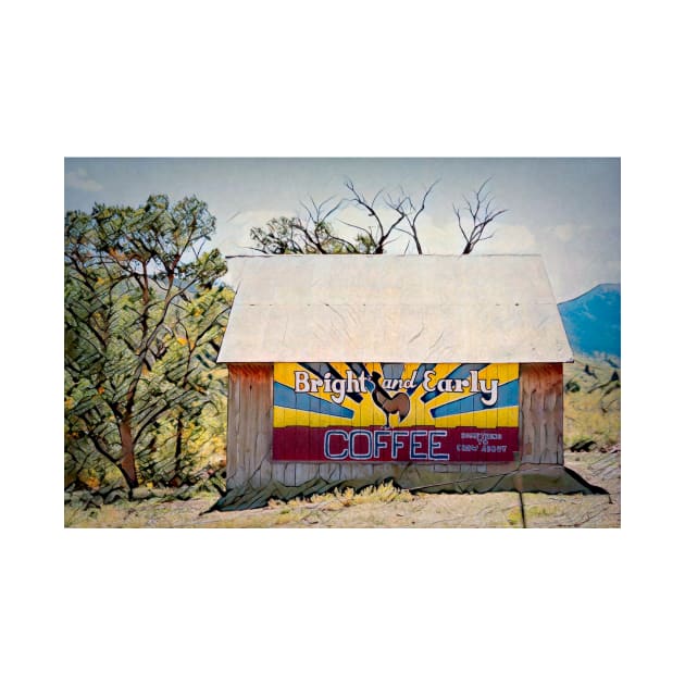 Old Barn and Coffee Sign - Something to Crow About by Debra Martz