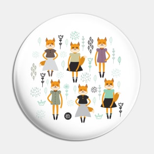 Kawaii fox girl in dress Pin