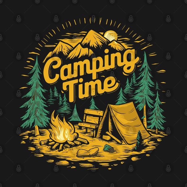 Camping Time Travel Adventure Holidays by Macphisto Shirts