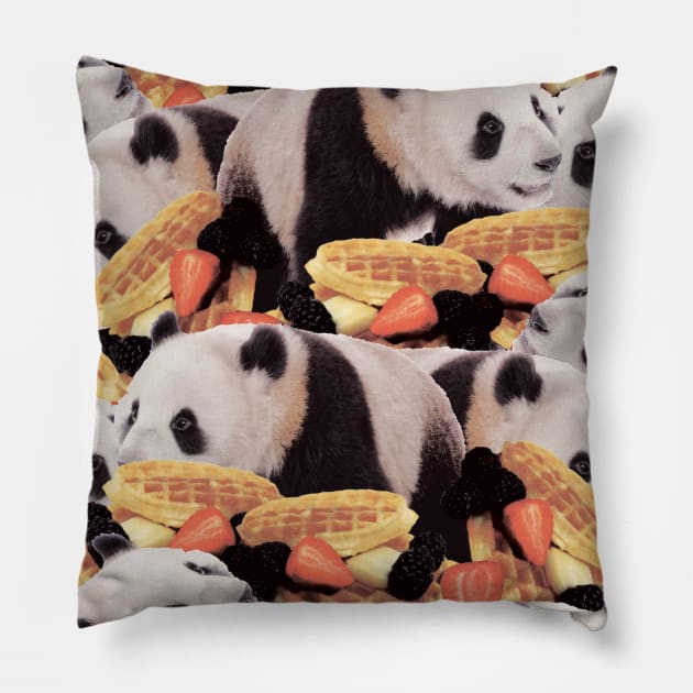 Funny Panda Waffles Crazy Collage Pillow by Random Galaxy